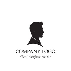 a Man silhouette black and white illustration for logo company vector image