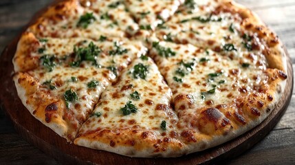 Sliced Cheese Pizza with Greens