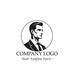 a Man silhouette black and white illustration for logo company vector image