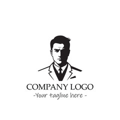 a Man silhouette black and white illustration for logo company vector image