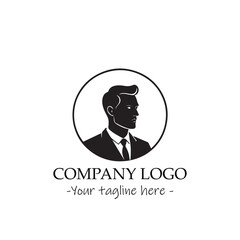 a Man silhouette black and white illustration for logo company vector image
