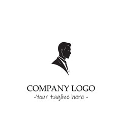 a Man silhouette black and white illustration for logo company vector image