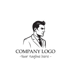 a Man silhouette black and white illustration for logo company vector image