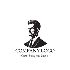 a Man silhouette black and white illustration for logo company vector image