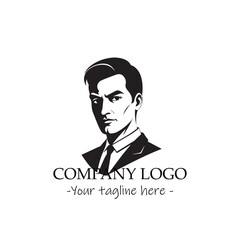 a Man silhouette black and white illustration for logo company vector image