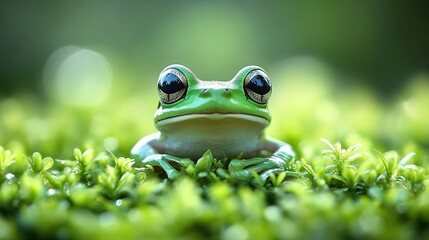Obraz premium Smiling frog in greenery