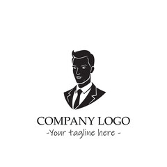 a Man silhouette black and white illustration for logo company vector image