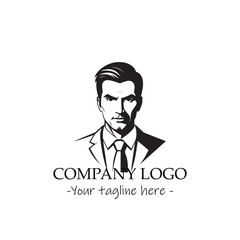 a Man silhouette black and white illustration for logo company vector image