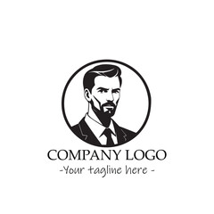 a Man silhouette black and white illustration for logo company vector image