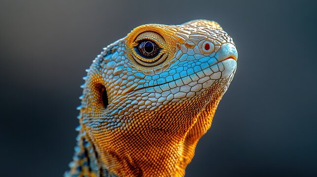 Close-up of colorful lizard head
