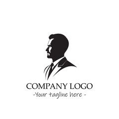 a Man silhouette black and white illustration for logo company vector image