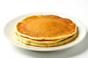 Close-up of a single flipped pancake isolated on white background , dish, culinary