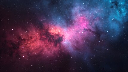Obraz premium Stunning Cosmic Nebula Vibrant Pink and Blue Interstellar Clouds Glowing Stars