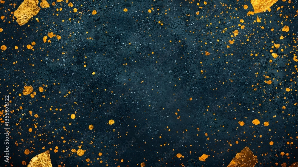 Canvas Prints abstract dark teal background with gold splatter and texture luxury design