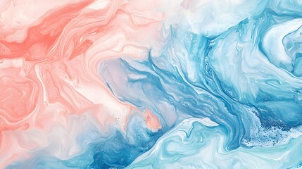 Abstract Fluid Acrylic Painting Pastel Pink and Blue Swirls Texture Background