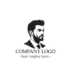 a Man silhouette black and white illustration for logo company vector image