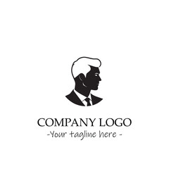 a Man silhouette black and white illustration for logo company vector image