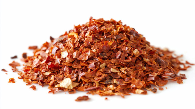 stack of  spicy chili flack against white background.ai generative