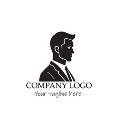a Man silhouette black and white illustration for logo company vector image