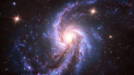 Fototapeta premium Majestic Spiral Galaxy in Deep Space Cosmic Nebula Starry Night Sky Background
