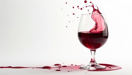 Fototapeta premium Elegant splash of red wine, clean white setting, dramatic, wine, splash