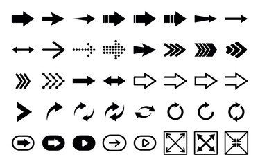 Fototapeta premium Arrow collection. Arrow set. Directional arrows. Arrow icons. Right, refresh arrow 