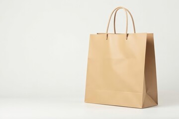 Empty brown paper shopping bag on white background, isolated, carry bag, shopping bags