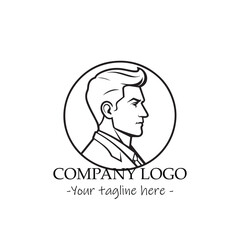 a Man silhouette black and white illustration for logo company vector image