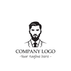 a Man silhouette black and white illustration for logo company vector image