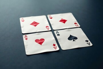 Four aces forming a square formation on a surface , aces, gambling, background