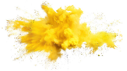Dynamic Yellow Paint Powder Blast Isolated - Holi Celebration Concept
