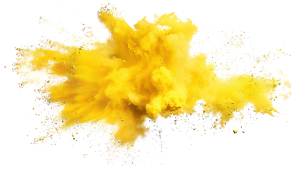 Dynamic Yellow Paint Powder Blast Isolated - Holi Celebration Concept
