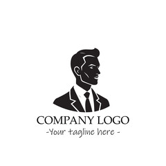 a Man silhouette black and white illustration for logo company vector image