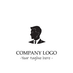 a Man silhouette black and white illustration for logo company vector image