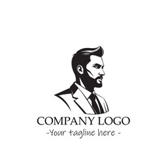 a Man silhouette black and white illustration for logo company vector image