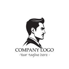 a Man silhouette black and white illustration for logo company vector image
