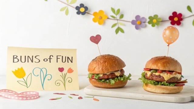Festive burgers and sliders with a cheerful - Powered by Adobe
