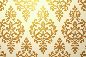 Intricate floral damask pattern in muted golds and creams , graphics, surface, seamless