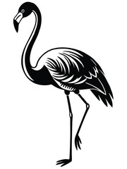 Fototapeta premium Vector flat flamingo silhouette isolated on white background