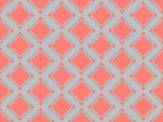 Vintage geometric seamless pattern with hearts and zigzag design