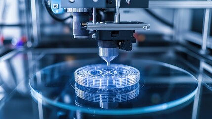 Fototapeta premium 3D Printer Creating Intricate Transparent Object.
