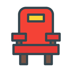 cinema seat. This is a vector single icon with a filled outline style. Suitable for any purpose, such as website design, mobile app design, logo design, pattern design, etc.