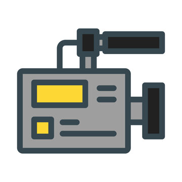 recommend clip art: cinema camera. This is a vector single icon with a filled outline style. Suitable for any purpose, such as website design, mobile app design, logo design, pattern design, etc.