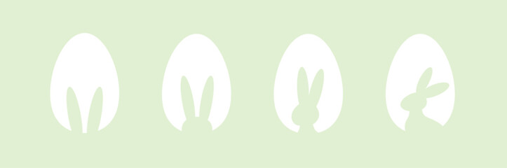 Easter egg background, Easter egg hunting. Bunny silhouette on Easter egg,Easter Silhouette, paper cut