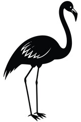 Fototapeta premium Flamingo silhouette set collection isolated black on white background vector illustration