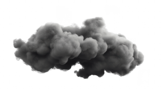 dense dark cloud of smoke against a white background suggesting themes of pollution fire or industrial activity its purpose may be to evoke emotion or highlight environmental concerns