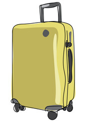 Travel bag in a continuous line drawing on a white background.