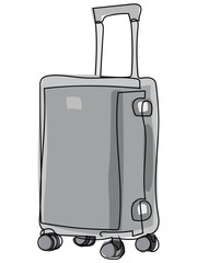 Travel bag in a continuous line drawing on a white background.