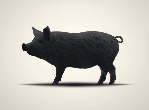 recommend clip art: Pig silhouette, graphic design, illustration, farm animal