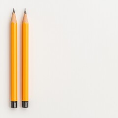 Two yellow pencils placed parallel on a clean, light background, highlighting their sharp tips and classic design.